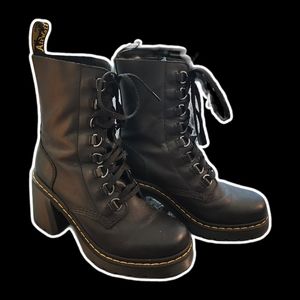 Women's high heeled Dr Martens Black Boots